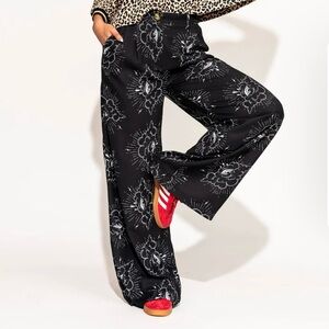 Black and White Patterned Women's Pants